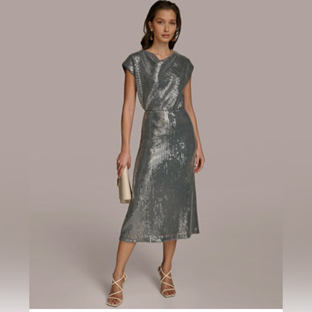 Donna Karan Blue and Silver Sequin Dress - 2 piece